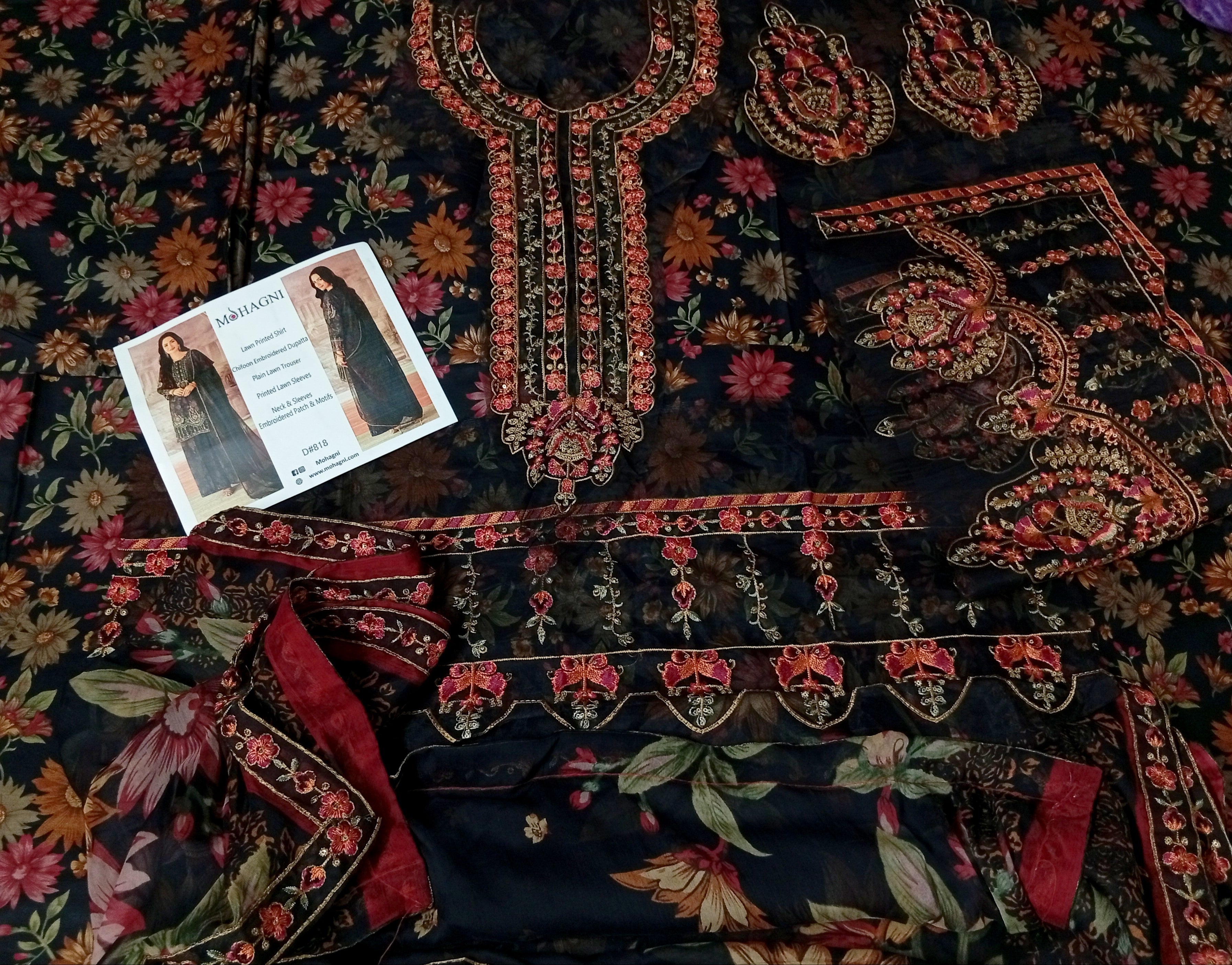 EMBROIDERED PATCHES & MOTIFS DIGITAL PRINTED LAWN