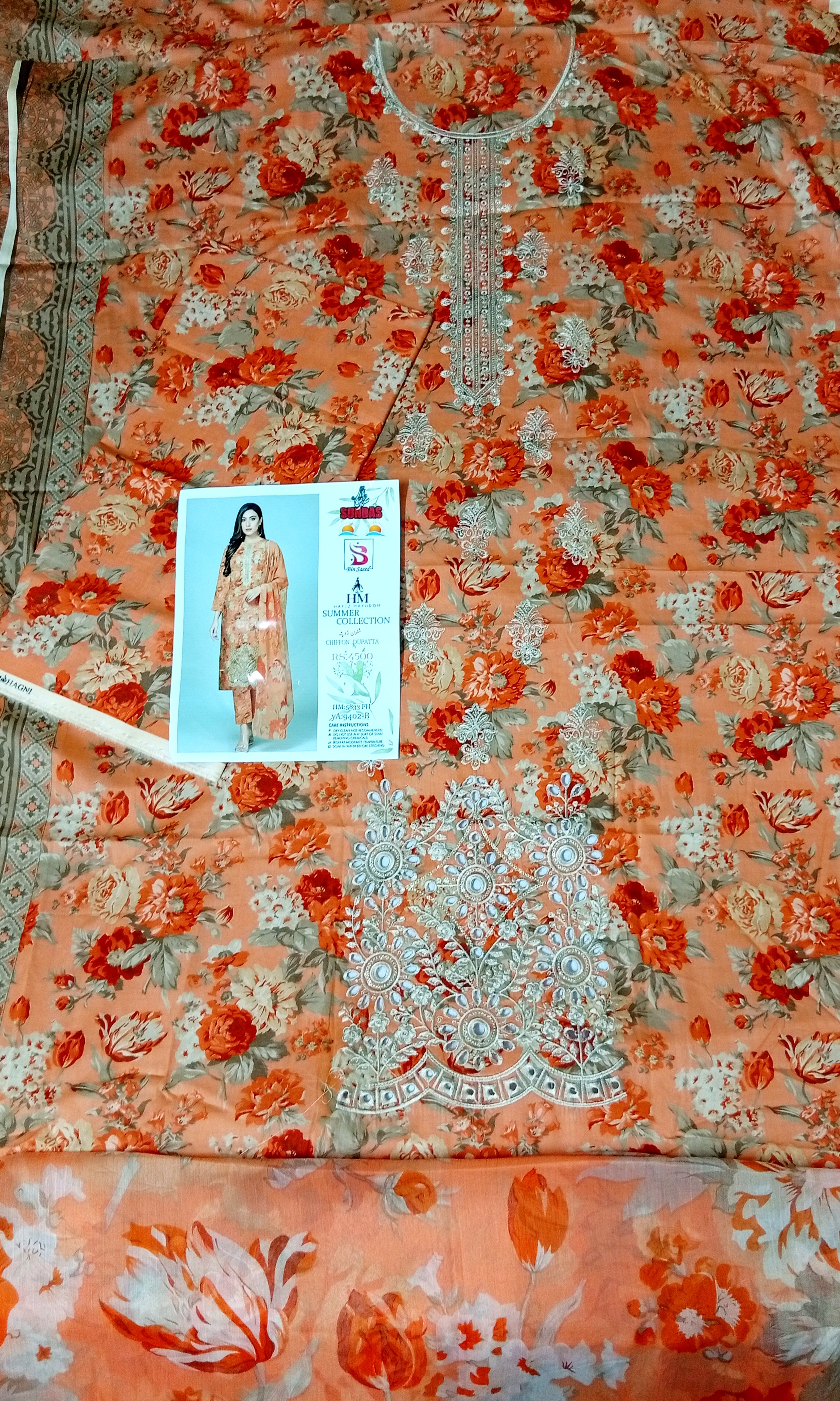 PERFECT PEACH COLOUR & EMBROIDERED UNSTITCHED LAWN SUIT