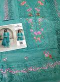 IRIS BLUE LAWN + ORGANZA PINK FLORAL PATCHES AND READY TO WEAR DUPATTA