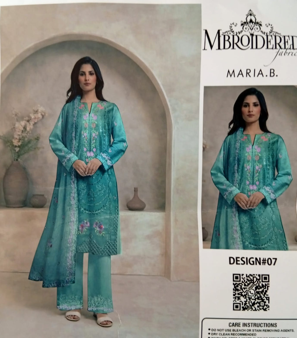IRIS BLUE LAWN SUIT EMBROIDERED PATCHES AND READY TO WEAR DUPATTA