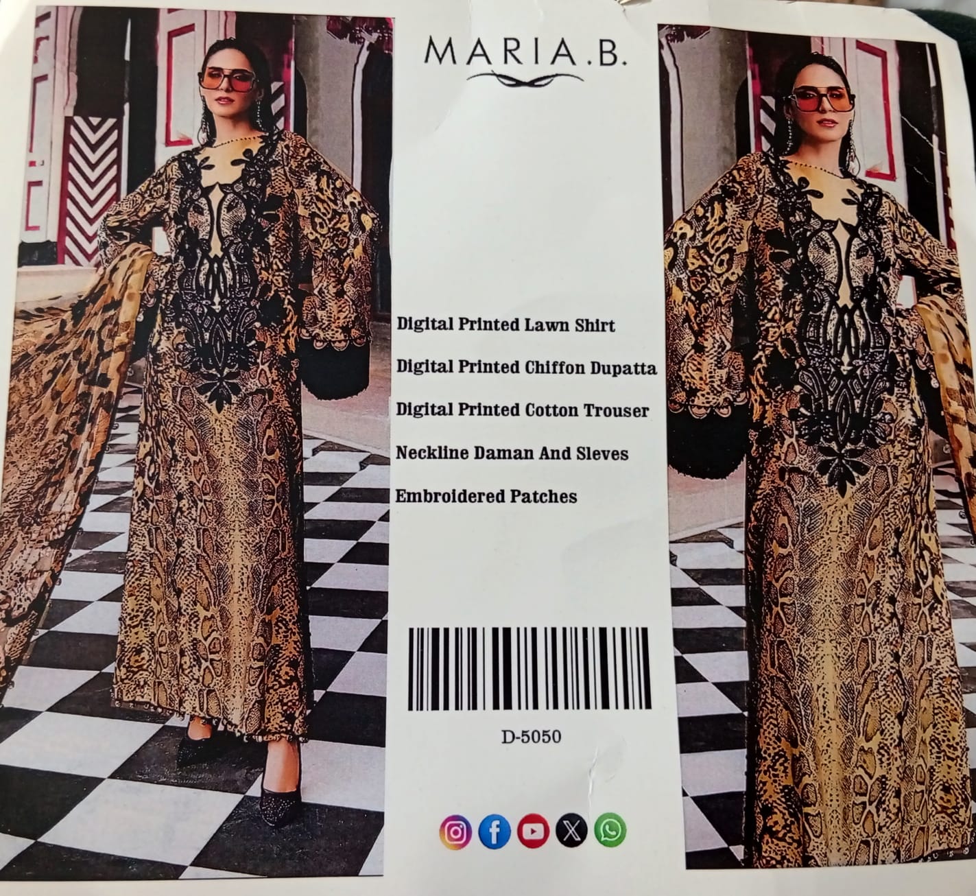 DIGITAL SNAKE PRINTED SUIT PATCHES READY TO WEAR DUPATTA